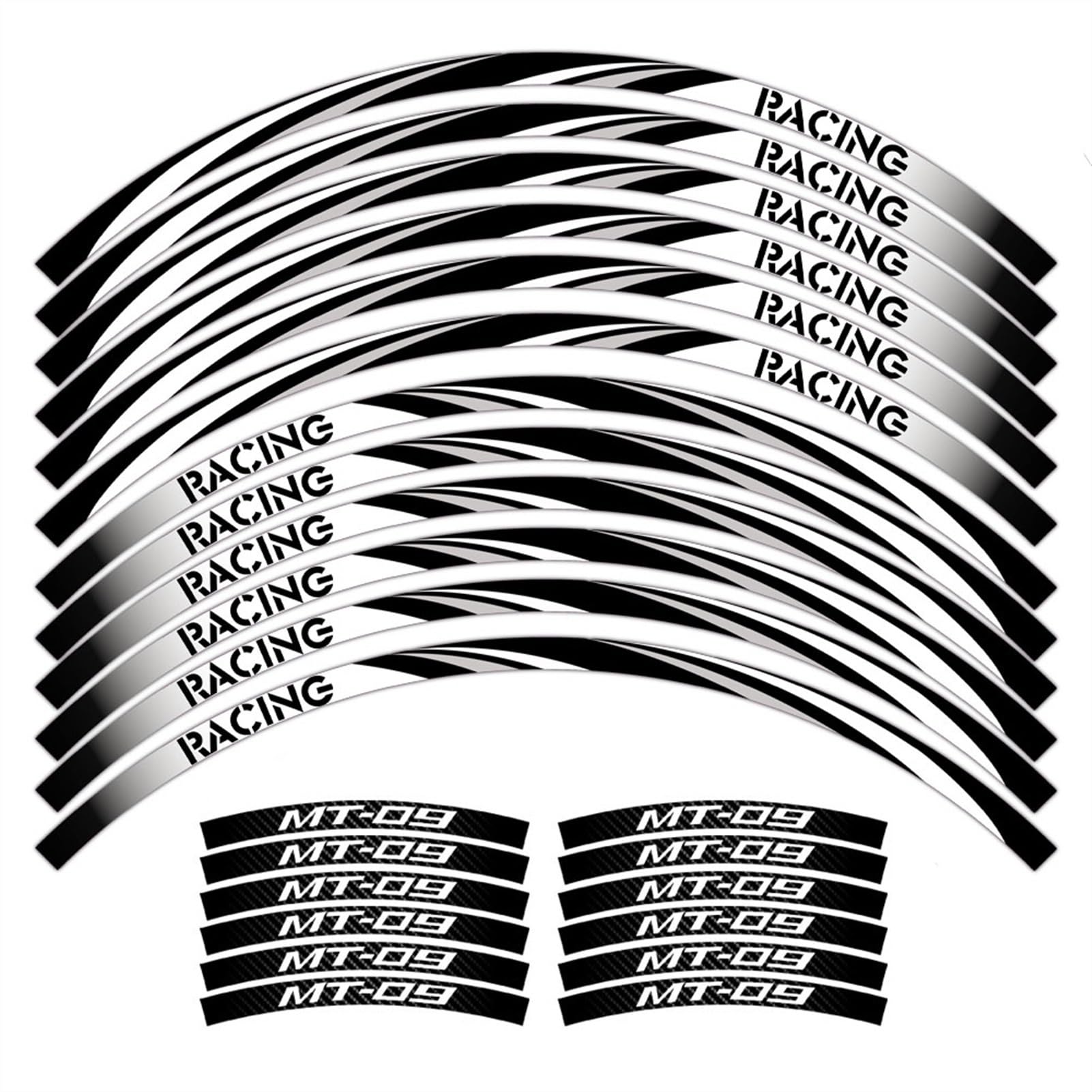 Motorcycle Reflective Wheel Sticker Racing Rim Stripe Tape Decal Waterproof Accessories for Yamaha MT-09 MT09 MT 09 Decorative(Color1)