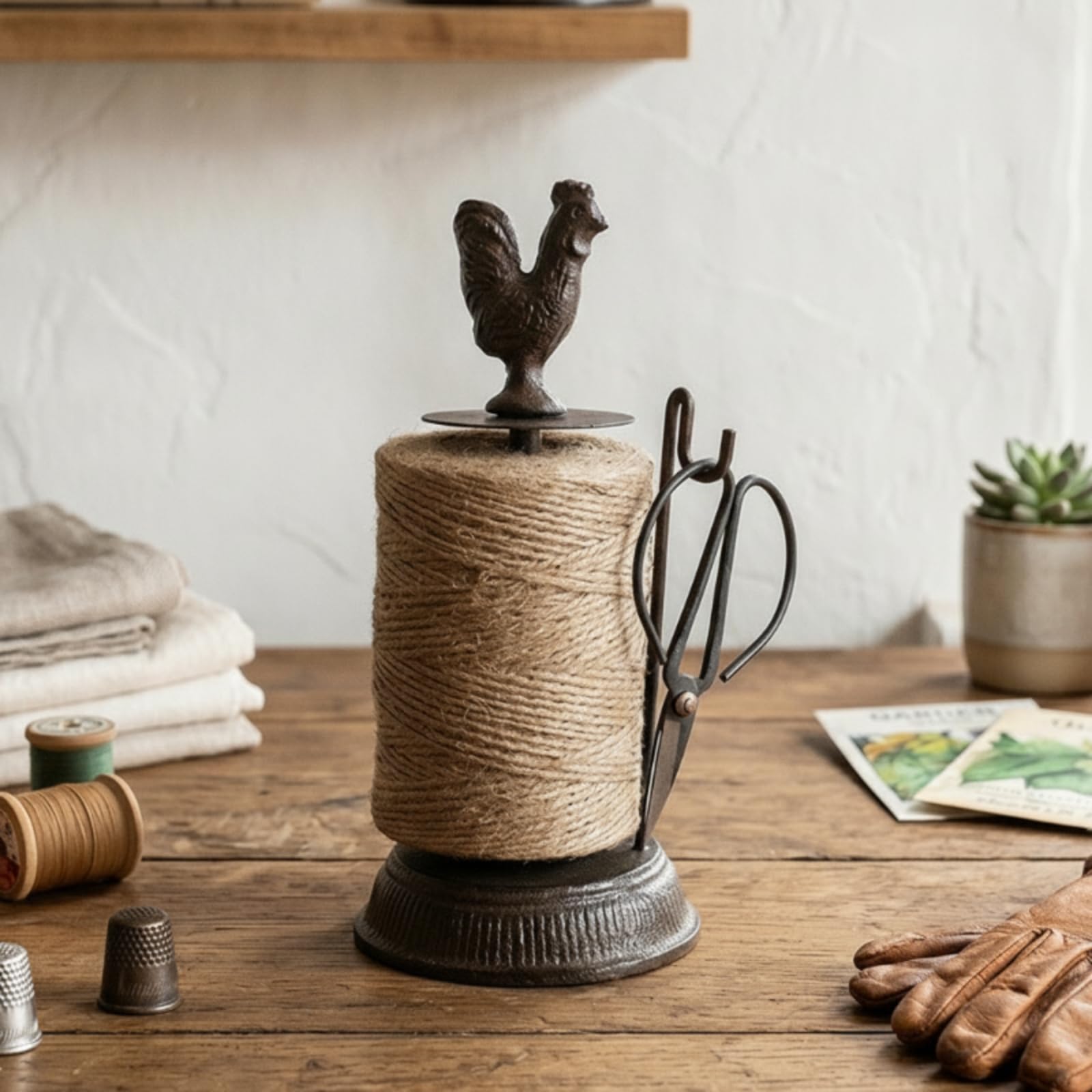 Harilla Bird Rope Organizer Portaspago Uccello Supporto Bobina Dispenser lloggio Forbici Ghisa Massiccia Design Classico Adatto per Artigianato Cucina, style to 2