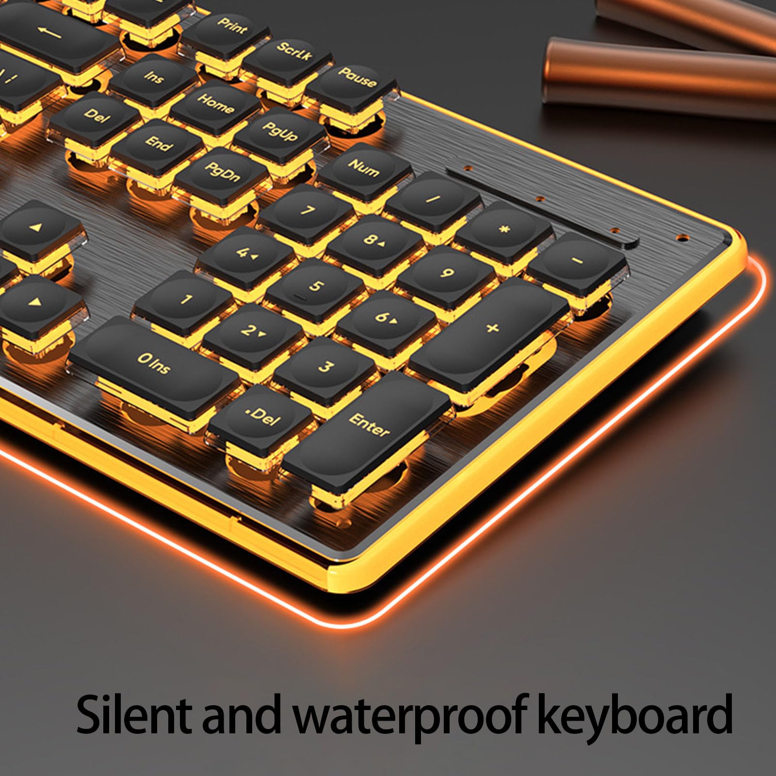 Tastiere da gioco Silenti Meccanici Connessione USB 104Key RGB Illuminato Impermeabile per Laptop Tastiere Colorate