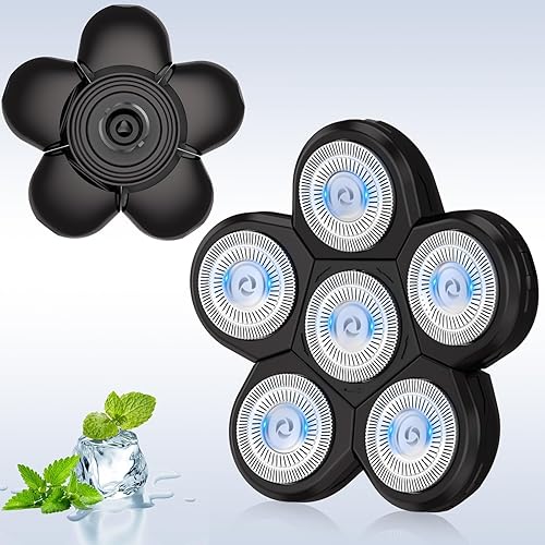 Miniatura 1 de Cuchillas de repuesto para afeitadora de cabeza, 6 cuchillas de cabeza para hombres, cabezales de repuesto para afeitadora eléctrica para hombres,