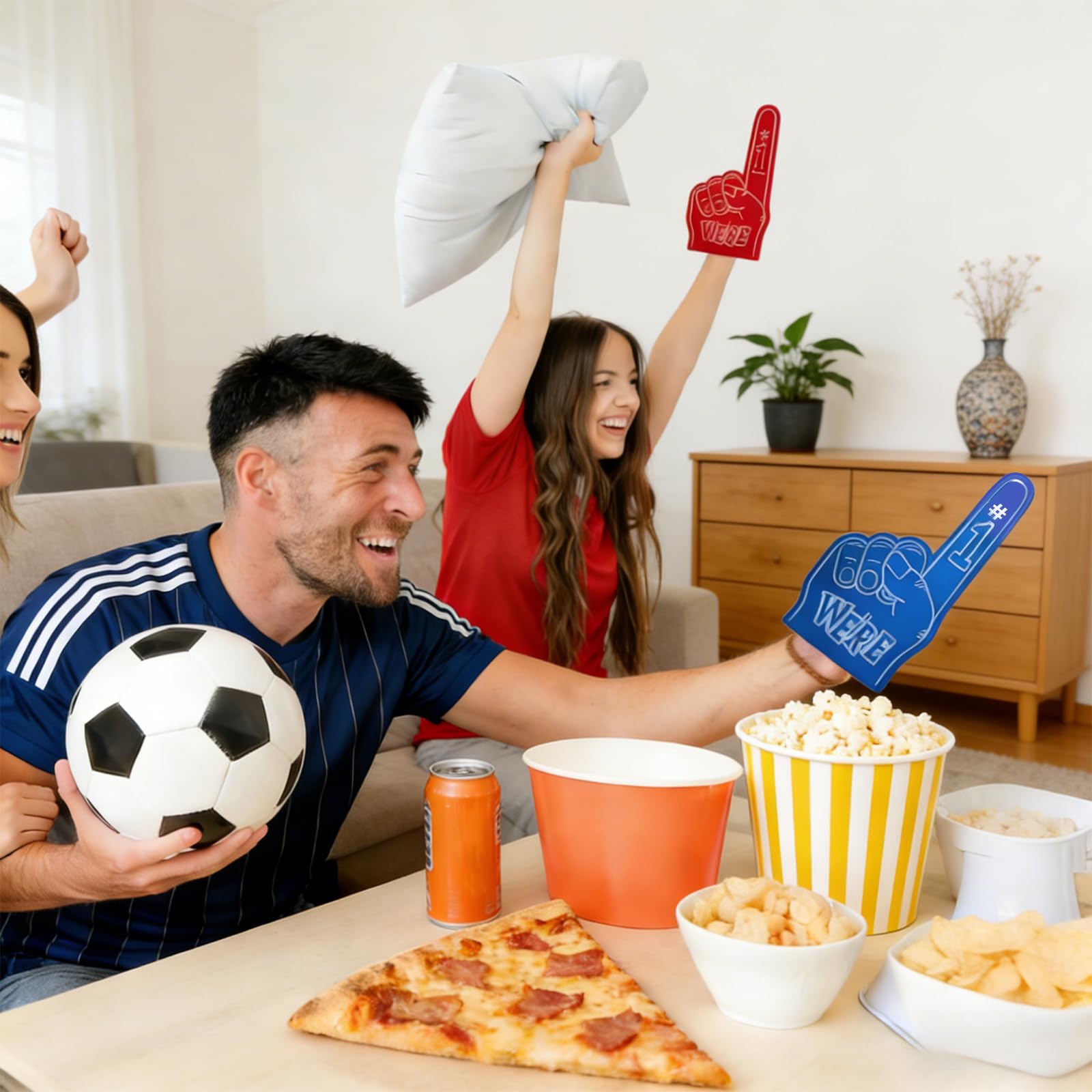 2PCS Foam Finger Pointer Hand,Blue And Red Gladiators Foam Finger for Sports Events,Number 1 Fan Giant Foams Hand,Cheering Hand Gloves Party Favors for Games Parties Team Spirit - Image 2
