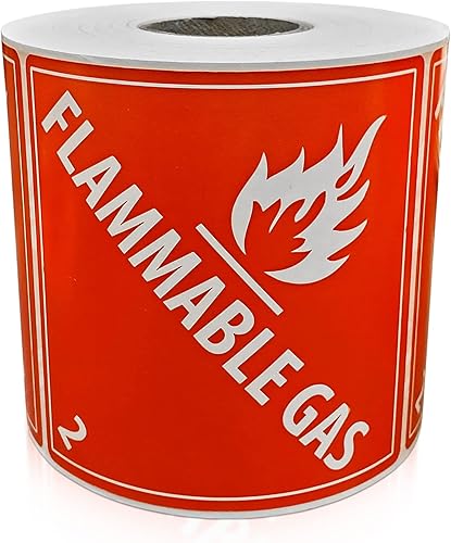 Miniatura 2 de KOVOT - 500 etiquetas - Etiquetas de advertencia de materiales peligrosos DOT (clase 2) de gas inflamable de 4"x4" 500 etiquetas adhesivas para