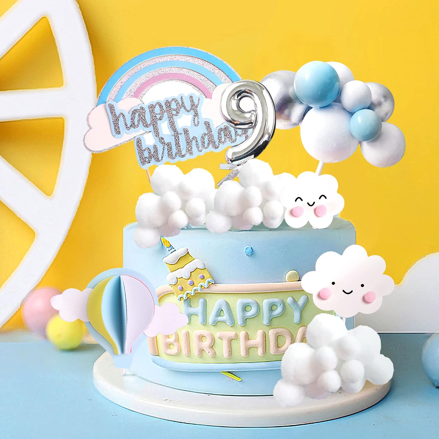 Amazon.com: LaVenty On Cloud 9 Cake Decoration On Cloud 9 Birthday Cake ...