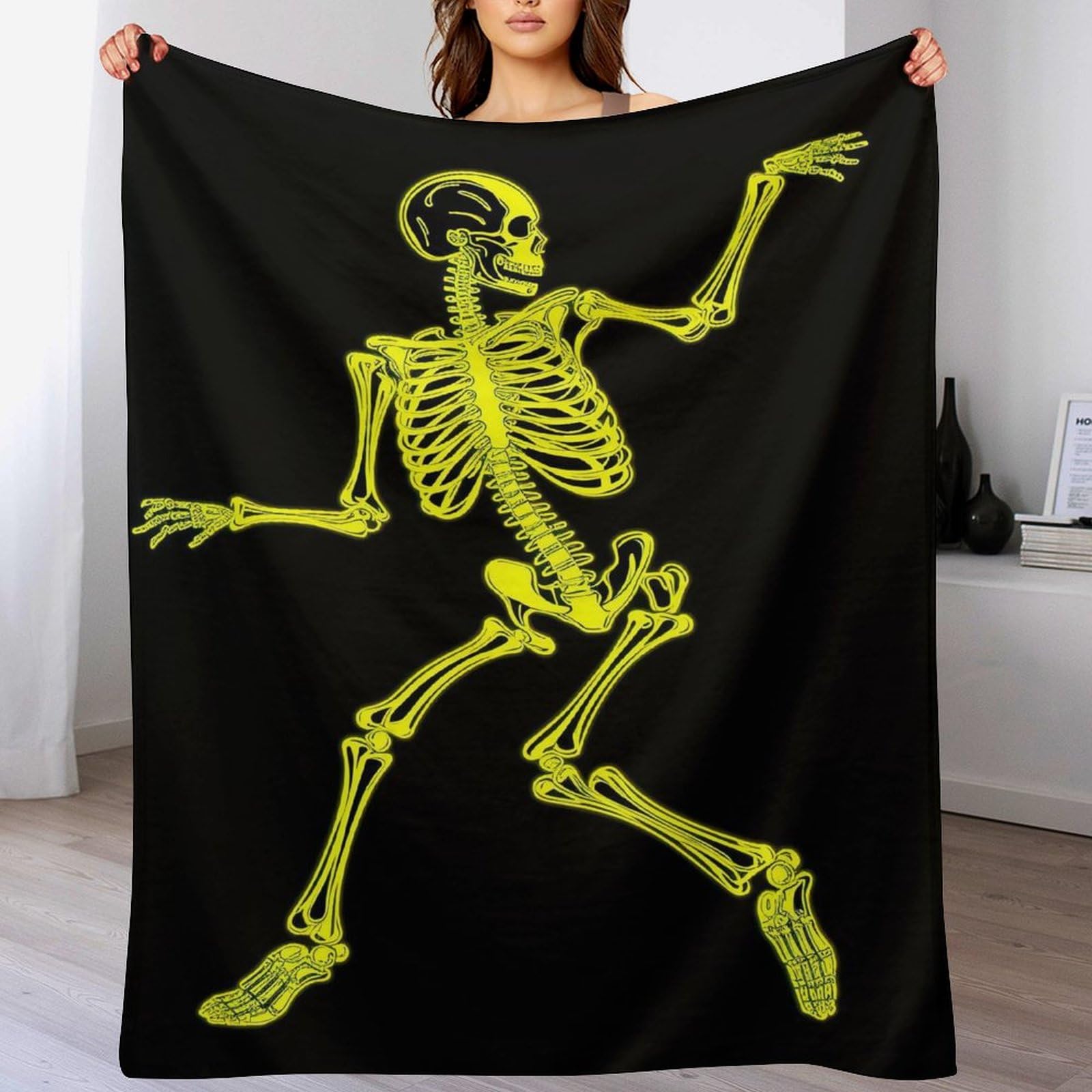 Couverture crâne impression 3D en polaire de flannel pour lit et canapé 180x200cm