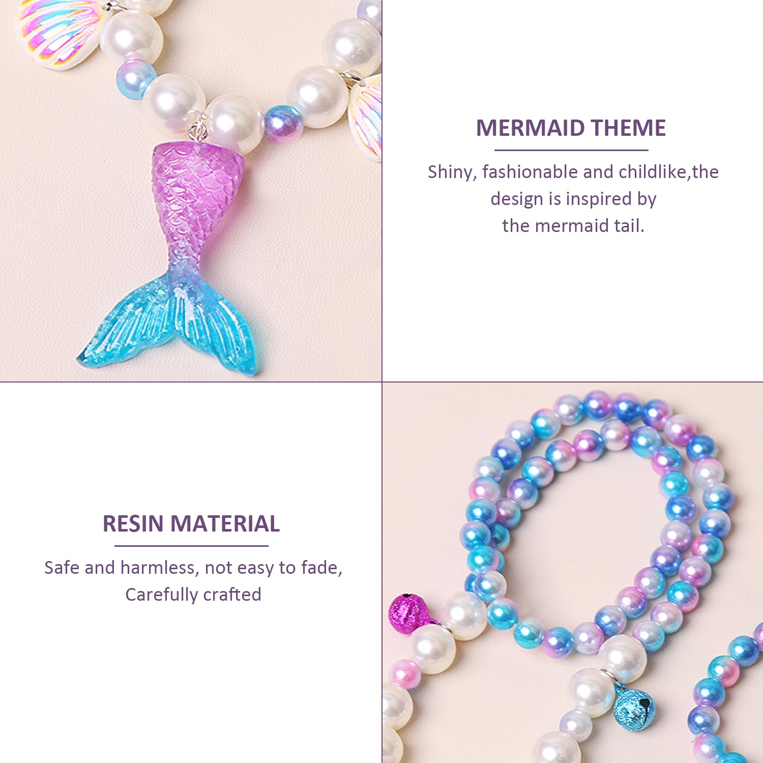 1 Set of Mermaid Jewelry, Necklace, Bracelet, Ring, Earrings, Mermaid Tail - Image 3