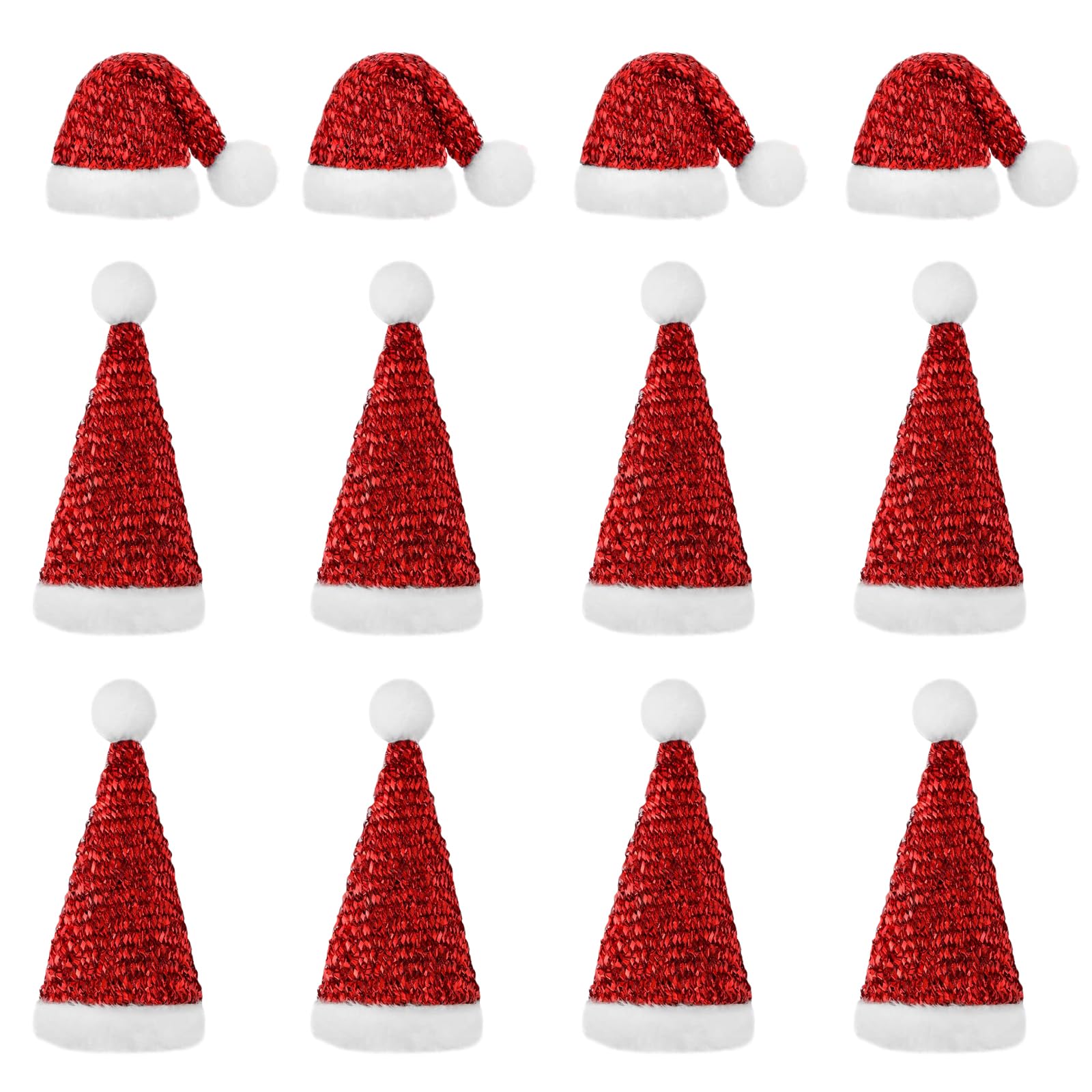 Mini Cappellini Babbo Natale - 12 Pezzi Con Paillettes Per Decorazioni Natalizie E Festività - Foto 10