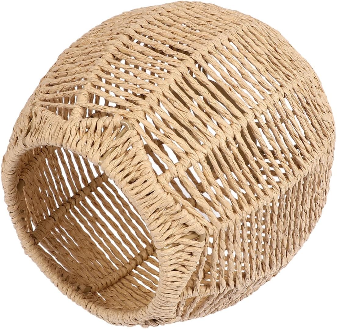 Rattan Lamp Shade for Pendant Lamp Rattan Basket Light Fixture Bedside House Reading Living Room Home Hallway Dining Khaki
