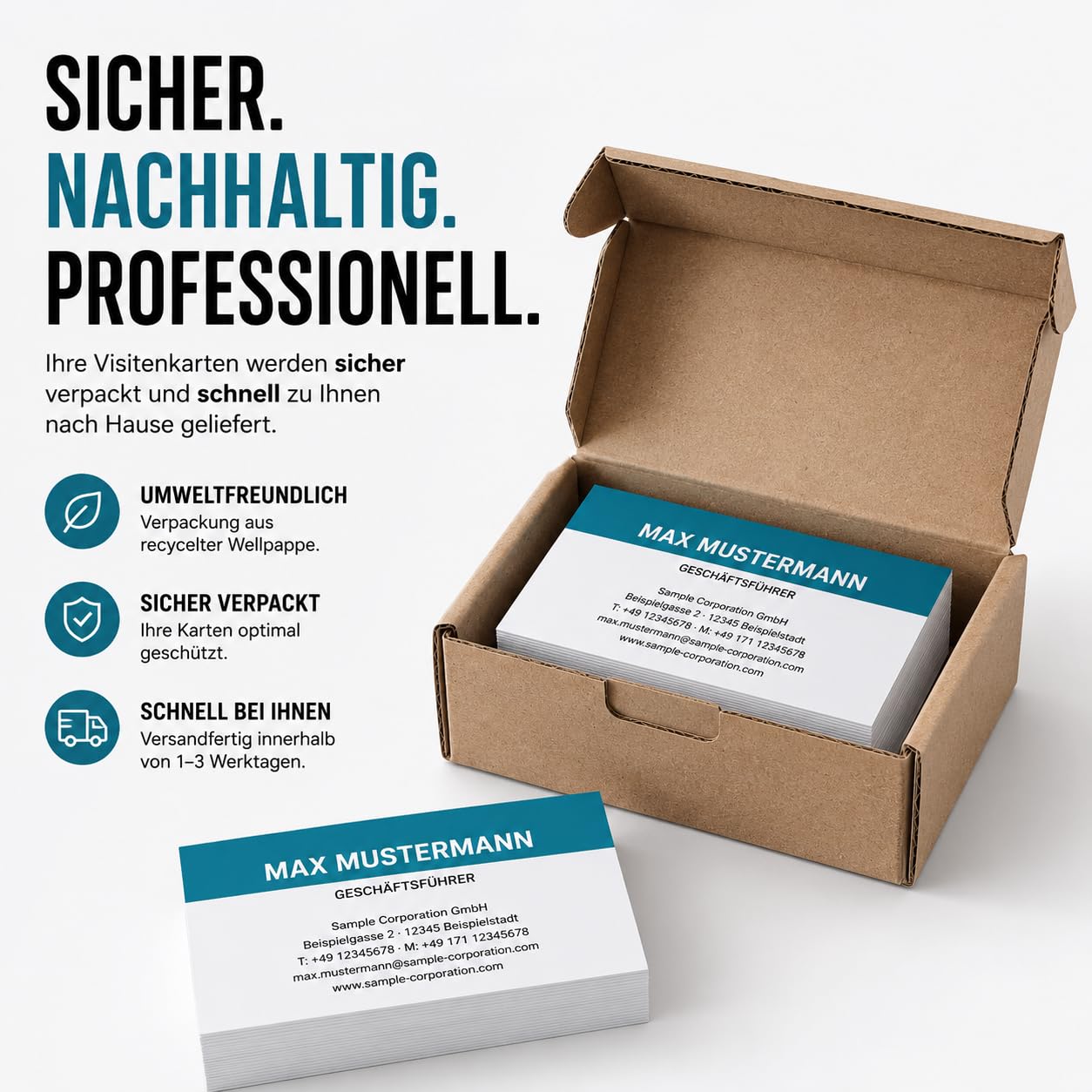 Visitenkarten, prinux, Professionell, 1800 Stück, 400g-Karton, mit Wunschtext - Text, Schriftart und Farben sofort online anpassen