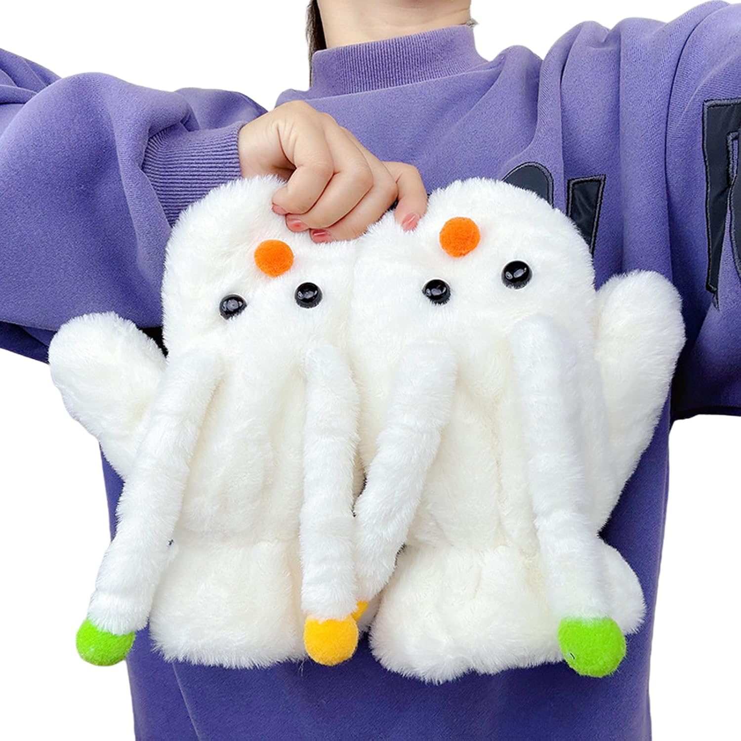 Cute Plush Long Ear Mittens for Women Girls, Winter Warm Fleece Gloves, Funny Cartoon Animal Design, Cozy Hand Warmer Gift