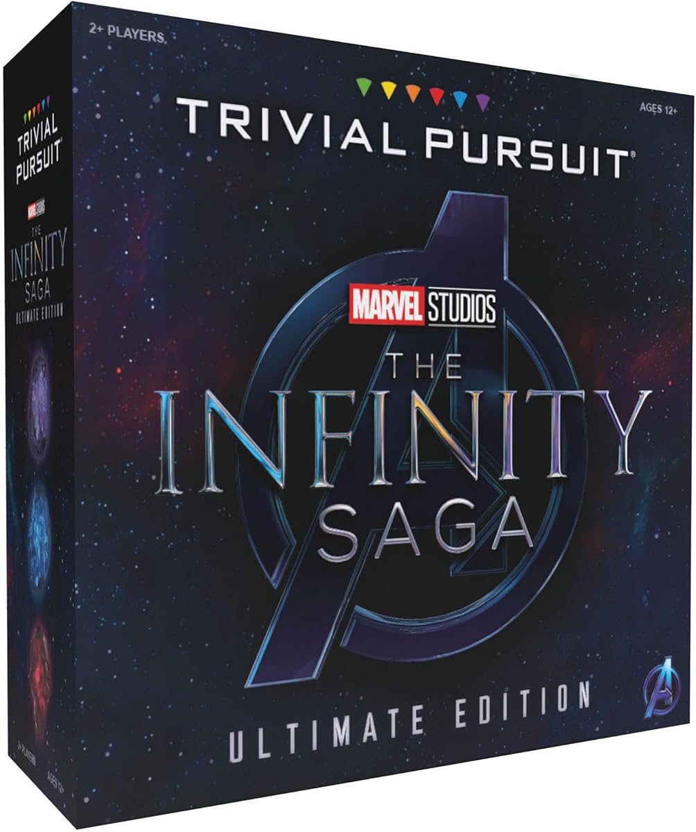Trivial Pursuit: Marvel Cinematic Universe Ultimate Edition | Licencia oficial | Juego de mesa de trivia coleccionable con 6 motores de ubicación de Infinity Stone, 1800 preguntas, fases 1-3 de MCU