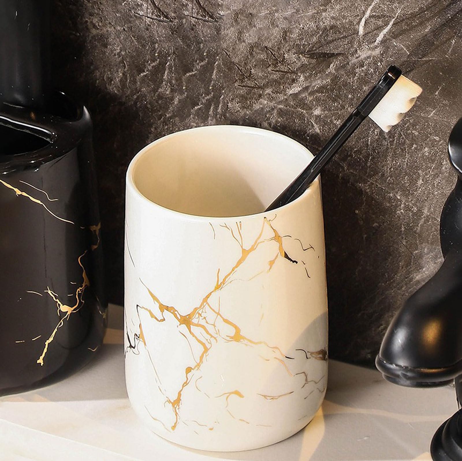 Keramik Badezimmer Zubehör Set,Keramik Bad Zubehör Set,Badezimmer Set,Badezimmer Set Keramik,Badezimmer Zubehör Set,Bad Organizer und Deko,Mit Seifenspender,Becher,Seifenschale