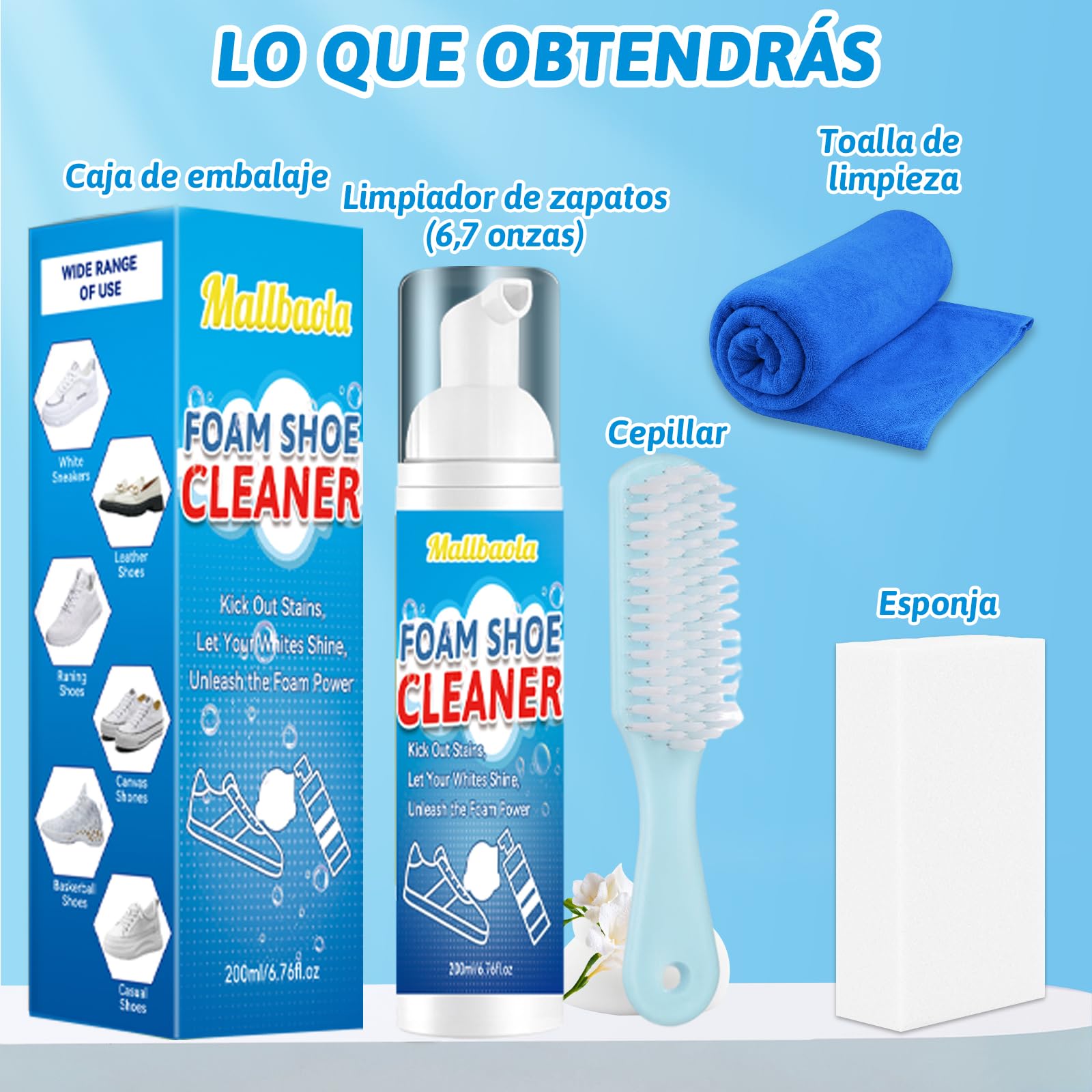 Limpiador Zapatillas, limpiador zapatillas blancas, Kit Limpieza Zapatillas de Zapatos para Eliminar Manchas, Kit de limpieza de zapatos Para limpiador de cuero, tejido, botas, lona y gamuza