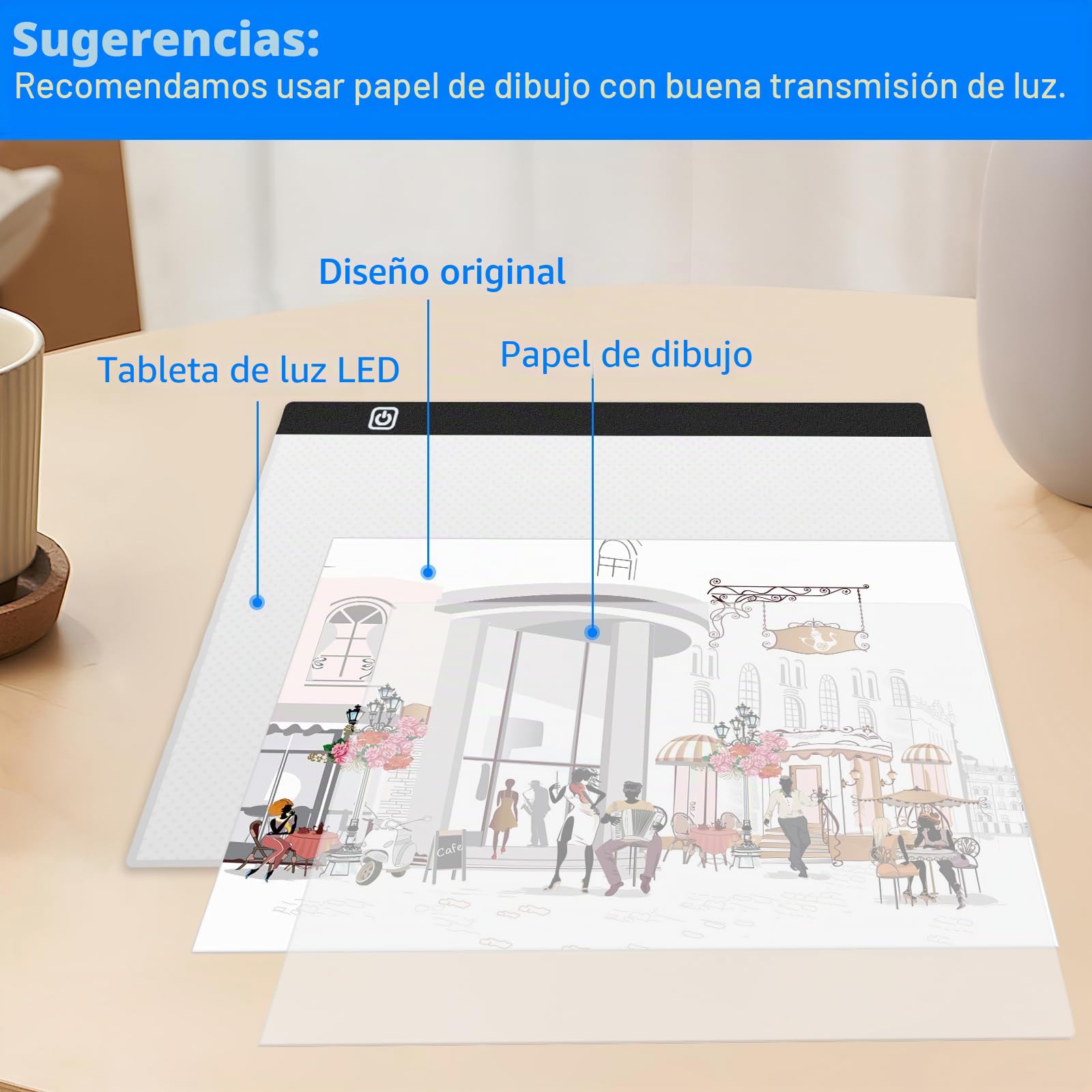 VFANDV Mesa de Luz A3, LED Tableta de Luz Dibujo de Dibujo Portátil con Brillo Ajustable Mesa de Luz para Calcar con Cable USB Mesa de Luz de Dibujo para Bocetos Diseño Dibujo Diamante Pintura