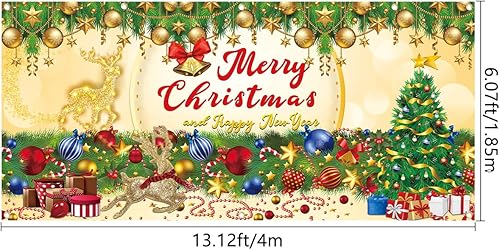 Miniatura 2 de Cartel de Navidad para puerta de garaje, 13 x 6 pies, cubierta de garaje de Feliz Navidad, decoración de fondo de fiesta de Navidad para fotografía,