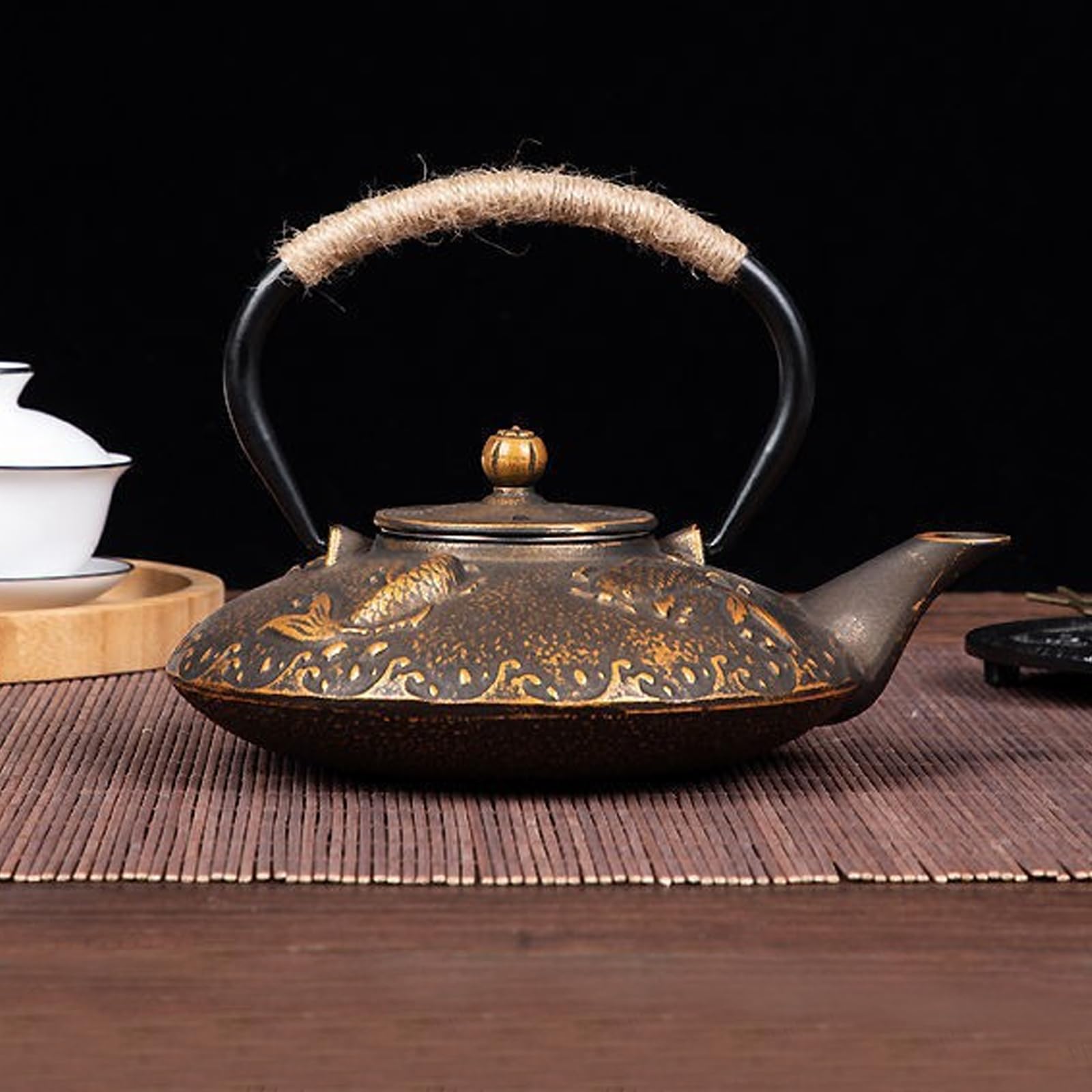 Tetera de Hierro Fundido, Tetera de Cerámica China, Tetera de Hierro Fundido de 800 ml, Tetera de Hierro Fundido con Filtro de Acero Inoxidable, Tetera, con Mango Antiescaldaduras