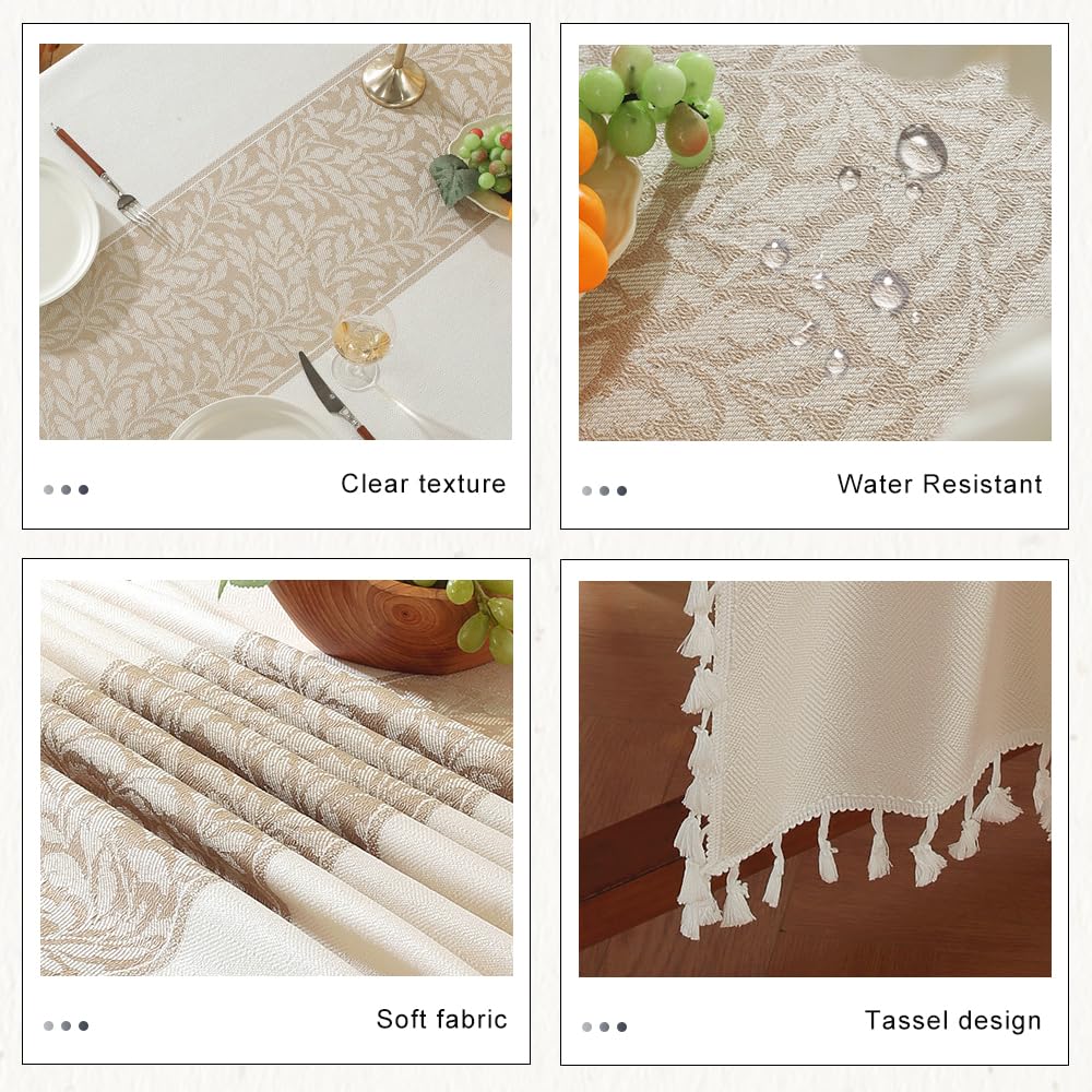 Pahajim Table cloths Rectangular Cotton Linen Washable Table Cover White, White Leaf, 55.1 x 55.1 inch (Square) - Image 3