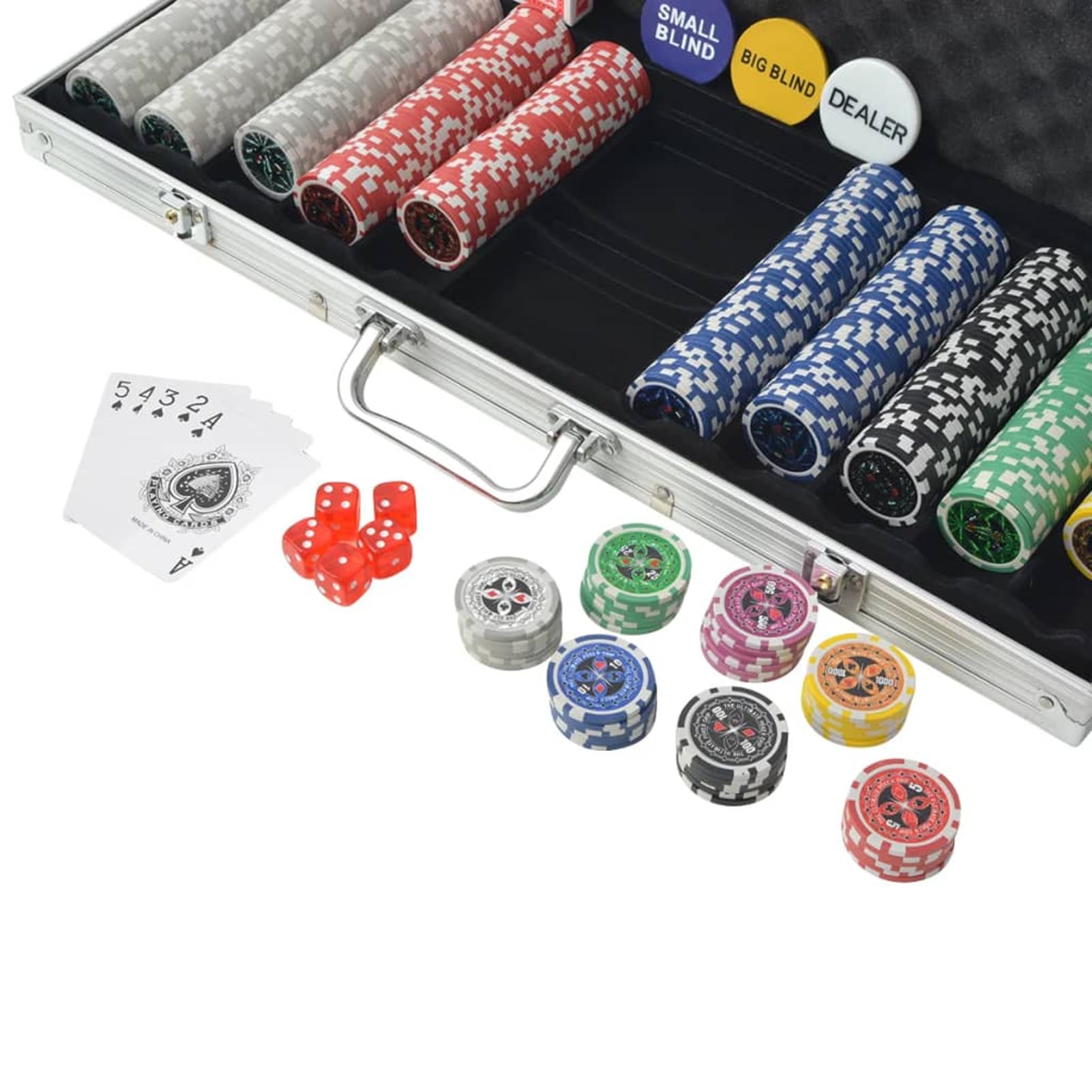 Homgoday Jeu de poker avec 500 jetons laser mallette en aluminium multicolore plastique résistant
