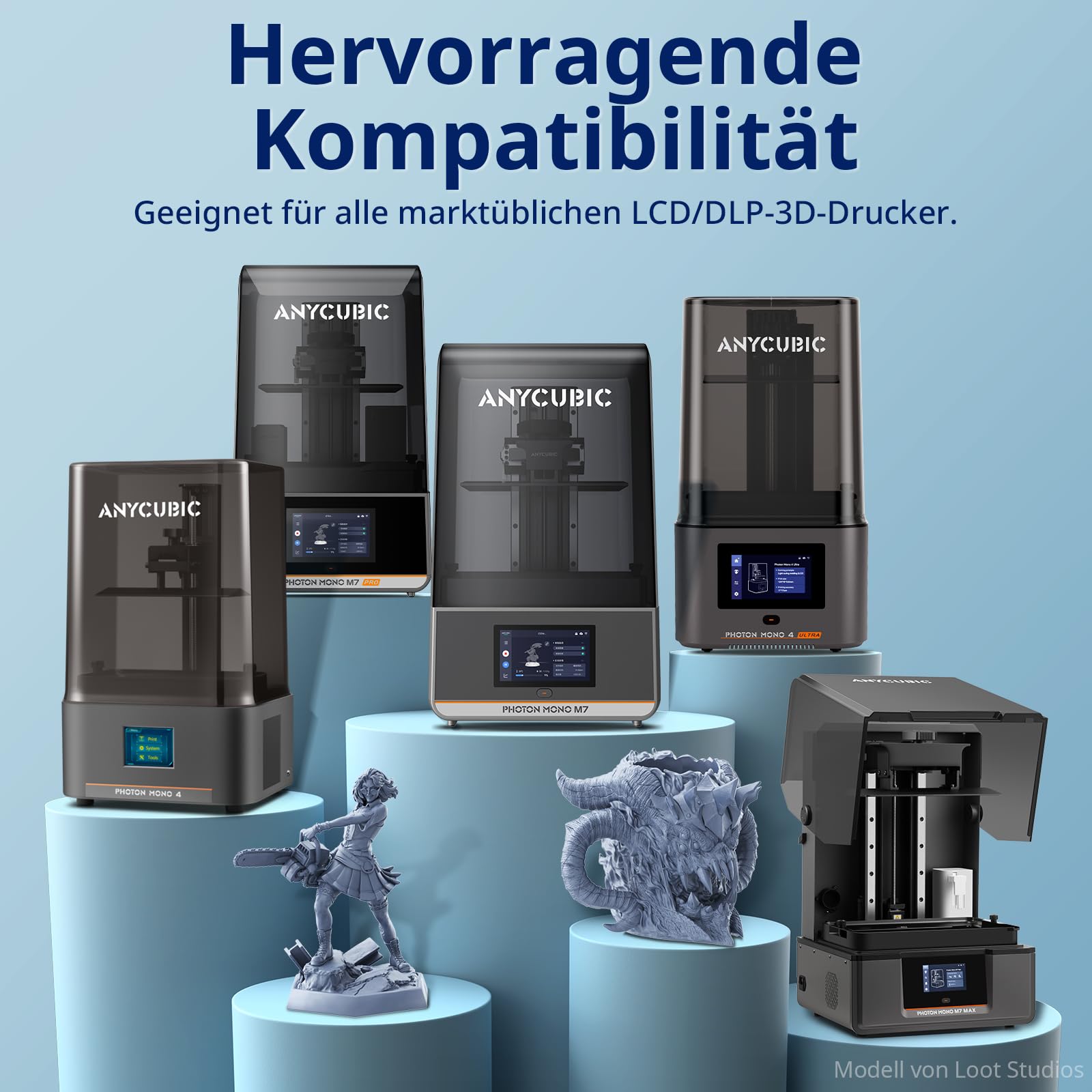 ANYCUBIC Wasser Abwaschbar Resin 2.0, żywica 3D Drucker zmywalna wodą, Przeciw żółknięciu, żywica UV 405nm Standardowy fotopolimer Harz Geringer Geruch für alle LCD 3D Drucker, szary 1000g