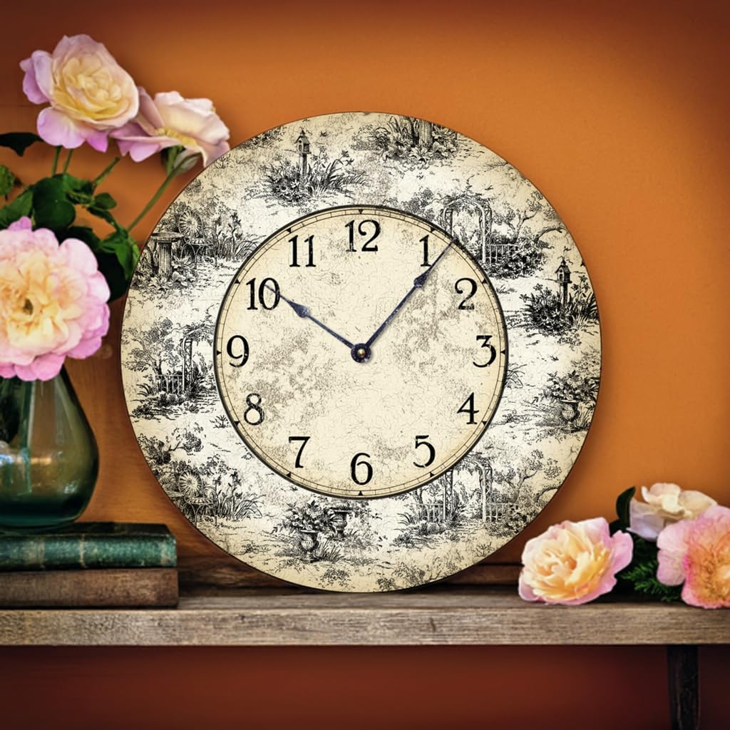 Item C6021 Vintage Style 10.5 Inch French Toile Wall Clock