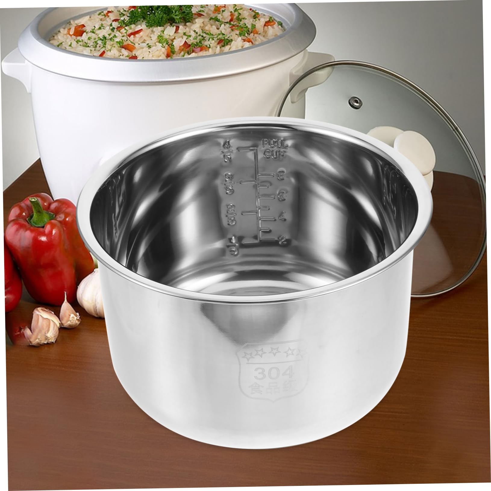 Olla Interior de Acero Inoxidable de 4l para Cocina Eléctrica Buena Transferencia de Calor y Diseño Práctico Adecuado para Uso Diario Cocina