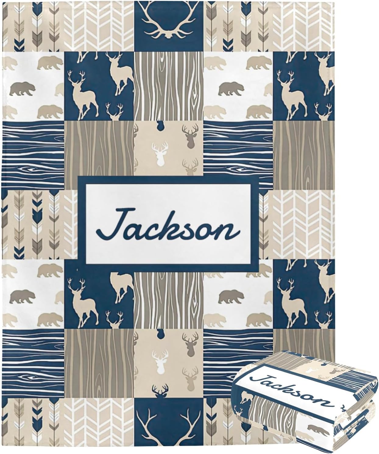 Personalized Blanket with Name Custom Baby Blanket for Boys Girls Kids Personalized Woodland Blanket Personalized Baby Boy Girl Gifts Soft Flannel Blanket