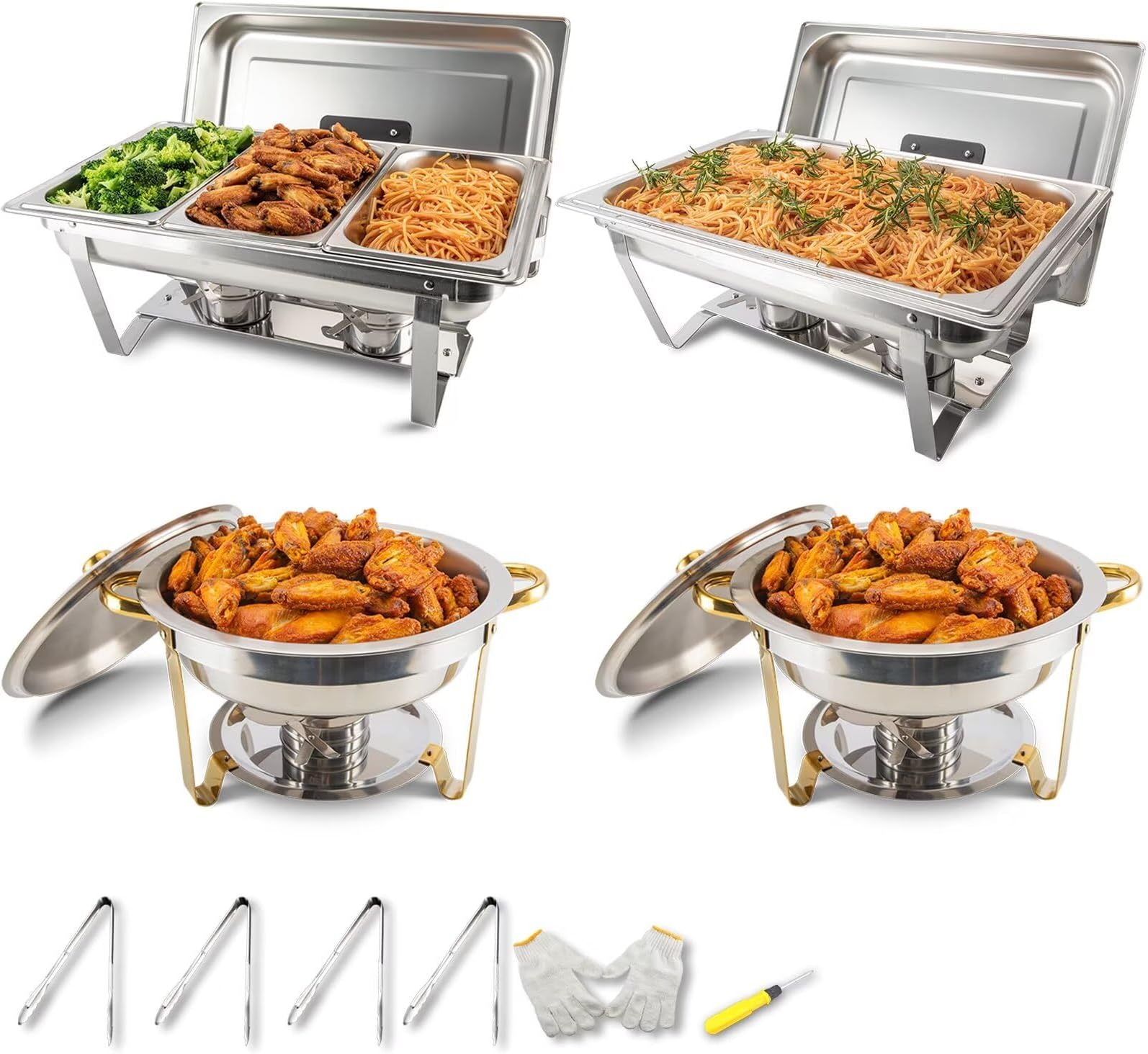 Mifoci 4 Set Chafing Dish Buffet Set 8qt Stainless Steel