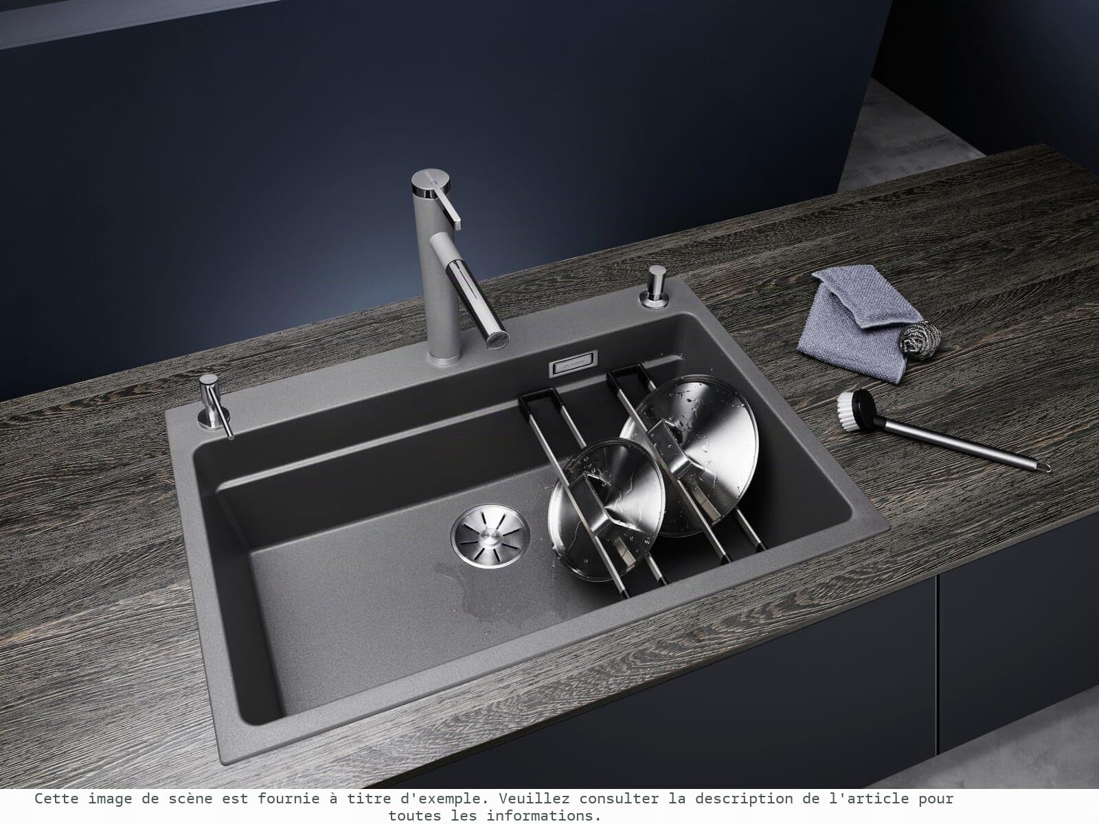 BLANCO ETAGON 8 – Évier de Cuisine en Granit pour Meubles Bas de 80 cm de Large – SILGRANIT – Gris – 525177
