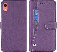 Vista 6 de Funda compatible con iPhone XR y protector de pantalla de vidrio templado, funda para monedero, tarjetero con cordón, fundas para teléfono celular