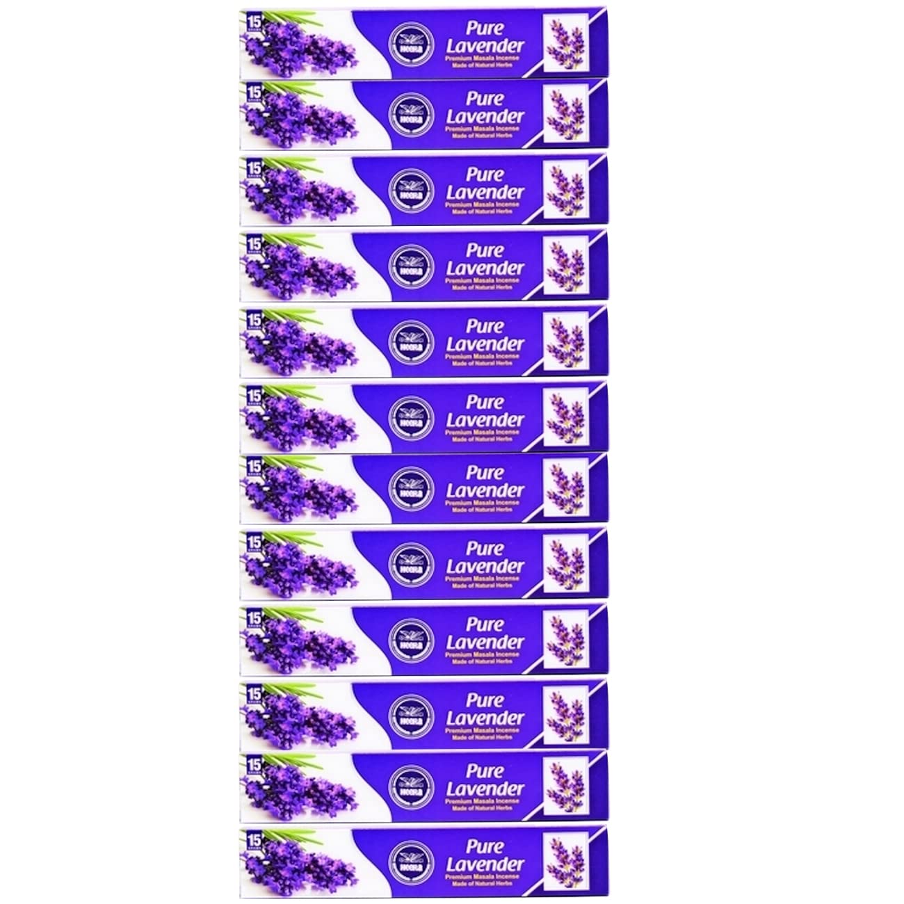 Heera Lavendar Agarbatti 15stk (Pack of 12) - Premium Indian Aroma Lavendar Incense Stick for Pooja, Yoga, Aromatherapy, Room Freshener, Meditation - Natural Air Freshener