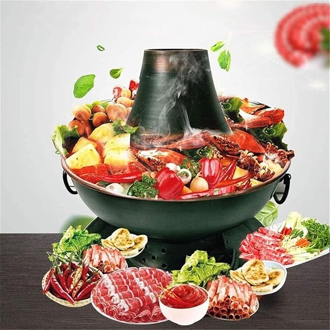 Olla Hot Pot de Cobre China 30CM para Carbón, Camping, Hogar miniatura 2