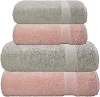Altihaus Kit Jogo Toalhas Banho e Rosto, 4 Peças, 100% Algodão Premium, 500 g/m² - ALTIHAUS, Ícone - Camesa, Alta Absorção (Bege/Rosê)