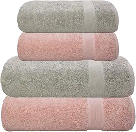 Altihaus Kit Jogo Toalhas Banho e Rosto, 4 Peças, 100% Algodão Premium, 500 g/m² - ALTIHAUS, Ícone - Camesa, Alta Absorção (Bege/Rosê)
