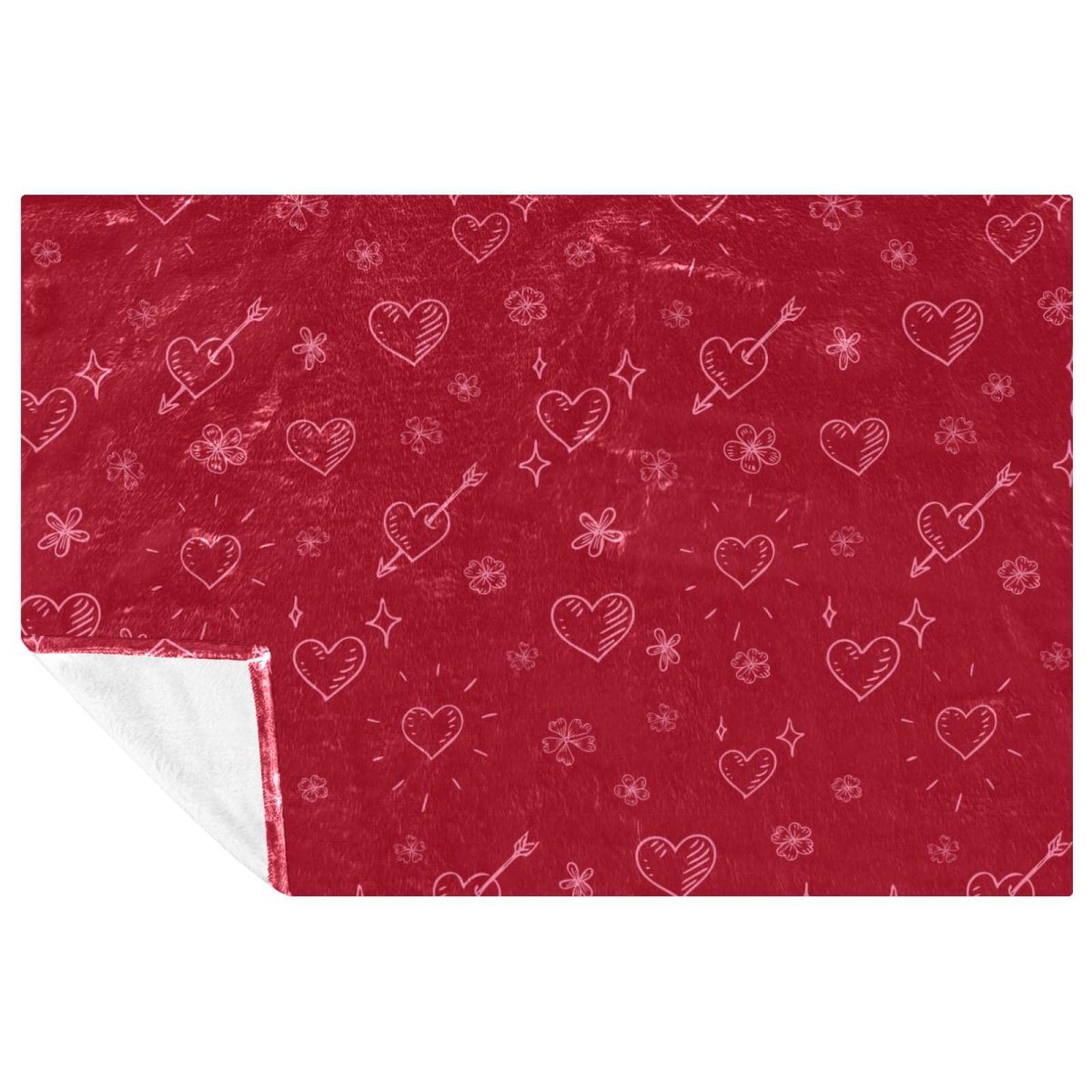 Couverture polaire douce fausse fourrure rouge 150x99 cm Saint-Valentin