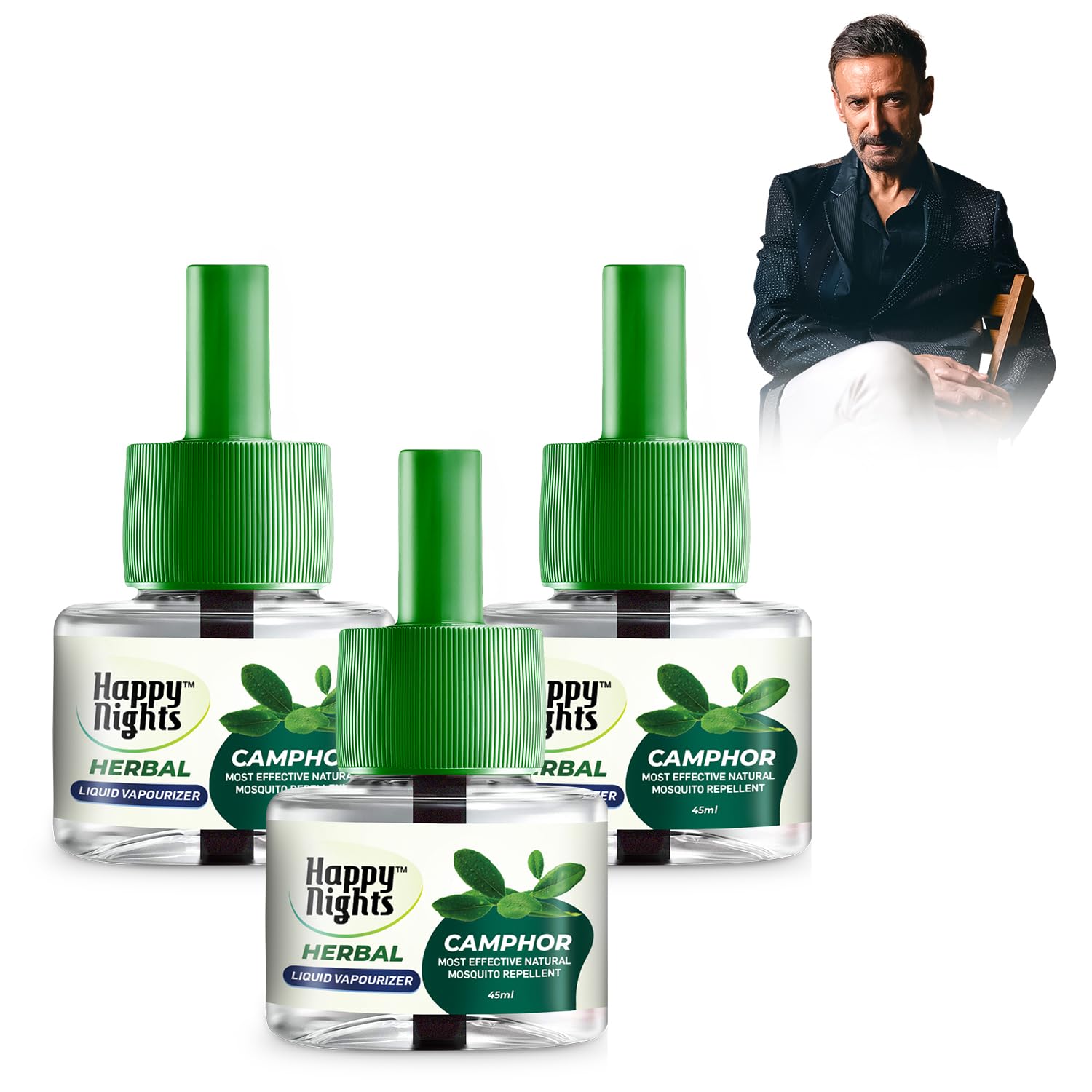 Happy Nights Mosquito Repellent | Herbal Comphor Repellent | Prevent from Dengue| Safe for Children | 45 ML Repellent (Pack of 3 Refill plus 1 machine)-image-37