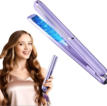 Portable Hair straighteners for Women, 2 in 1 Travel Straightener and Curler, Ultra-Fast 10 Second Heat Up, Digital Control with 5 Settings from 150-230 C, Hair Styling appliances Purple