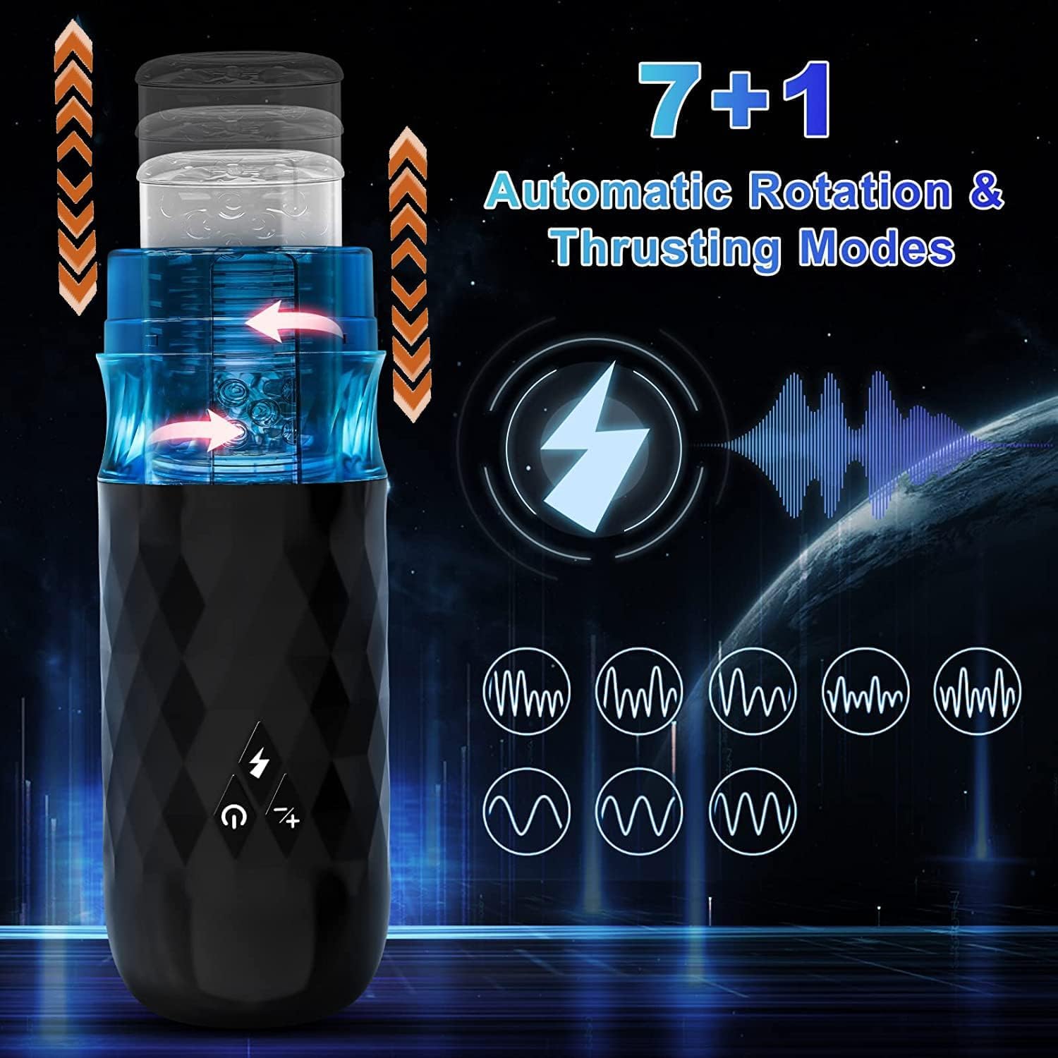 Masturbatore elettrico da uomo, giocattolo erotico da uomo, 7 modalità di stimolazione e rotazione, design ultra silenzioso e a mani libere, masturbatore da auto per uomo, giocattolo con stimolazione
