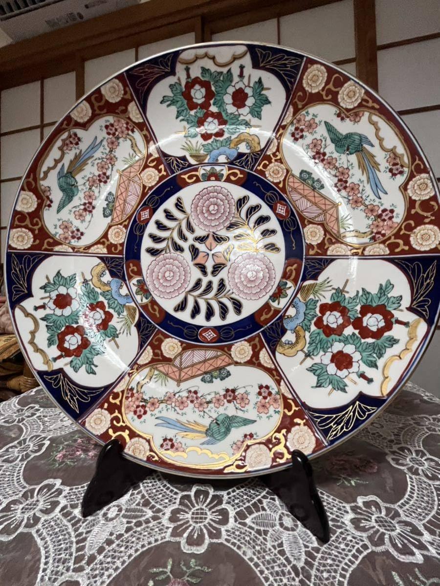 Amazon.co.jp: 古伊万里 南 大皿 飾り皿 有田焼 直径約46cm 陶器 