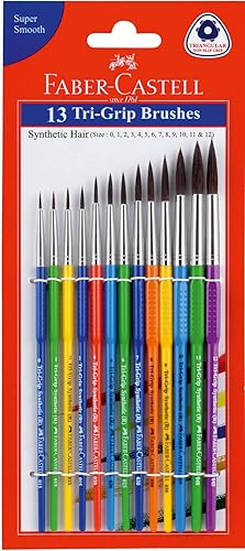 Miniatura 2 de A.W.Faber-Castell I Pvt Ltd Tri-Grip - Juego de 13 pinceles redondos de pelo sintético