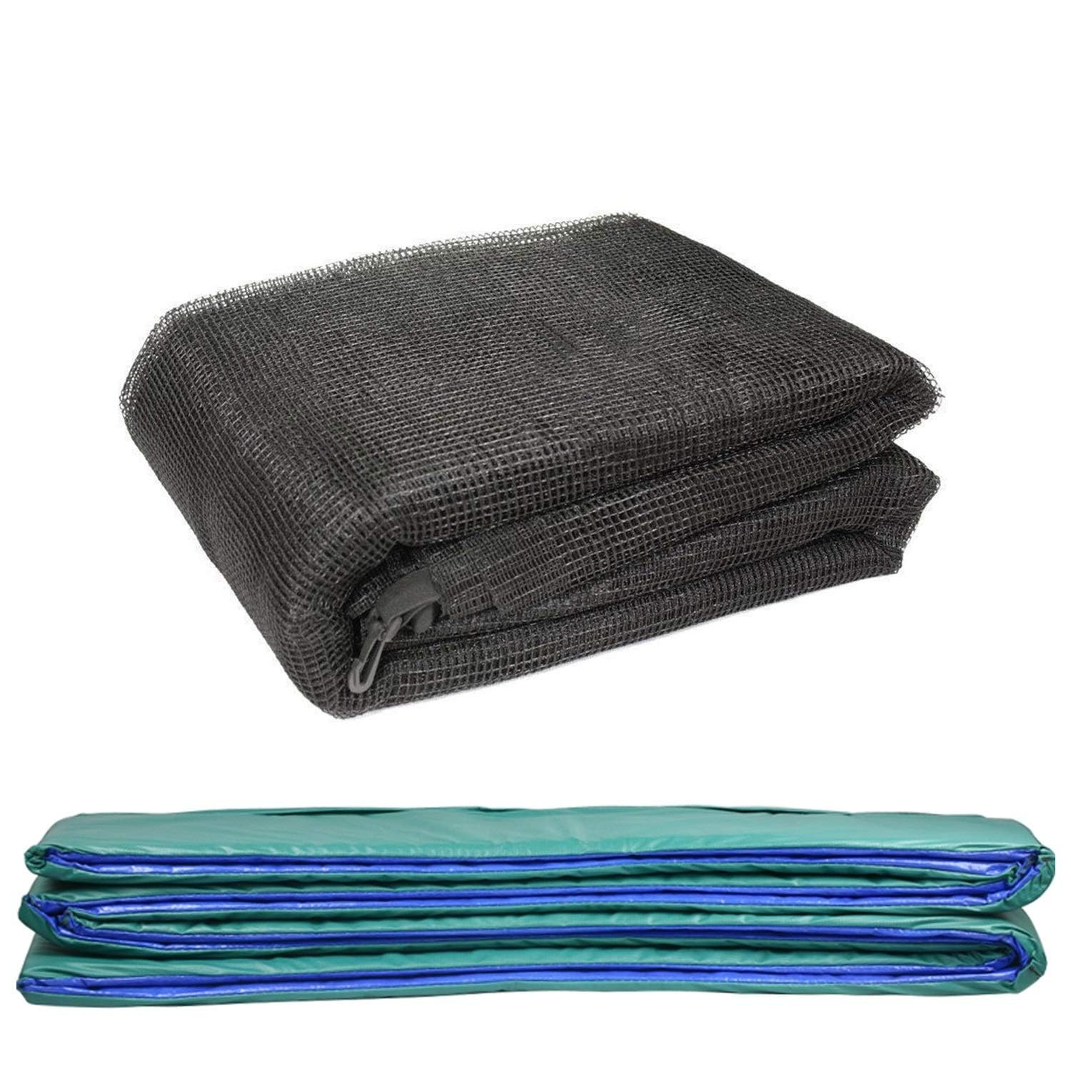 Green Bay Trampoline Replacement Spring Cover Padding Pad & Safety Net Enclosure Surround Bundle 13FT Green