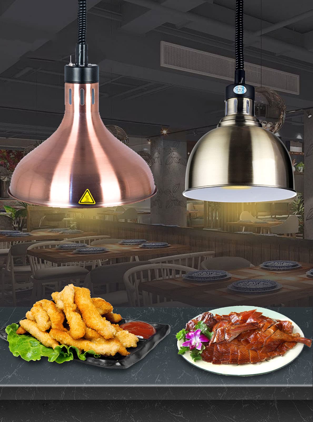 Lampa Grzewcza Do Żywności, Komercyjna, Wisząca Lampa Grzewcza Do Bufetów, Profesjonalne Wyposażenie Kuchenne, Równomierne Rozprowadzanie Ciepła, Długość Kabla 60-180 Cm, Regulowana Dekoracja, Czerwo