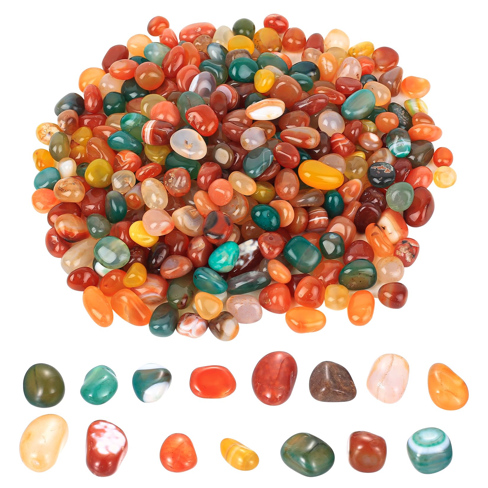 900g Pebbles for Vases, Multicolored Decorative Stones, Marbles Beads for Vase, Aquarium, Landscaping, Garden, Flowerpot, Wedding Decoration, Candle and Mosaic(8-13mm, Round)