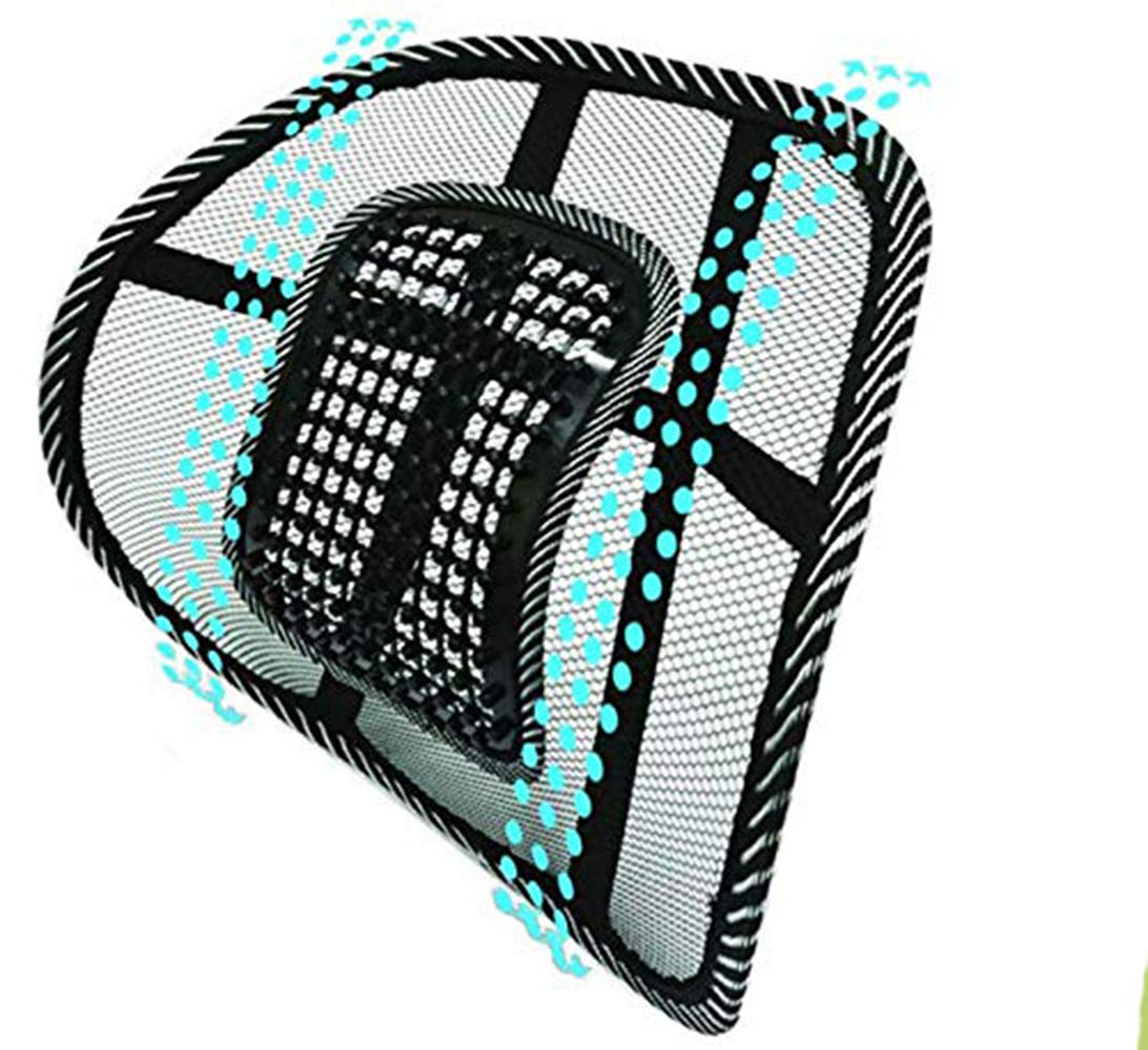 DIVCHI Lumbar Support, Back Support with Beads Provide Massage Feature, Breathable Back Support Cushion for Car Home and Office Chair (Black) (Lumbar Support with beads)