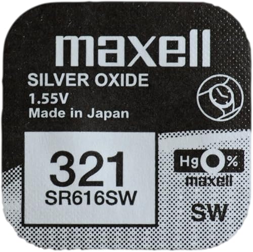 Un (1) X Maxell 321 SR616SW SB-AF batería de reloj de óxido de plata de 1.55 V empaquetada en blíster