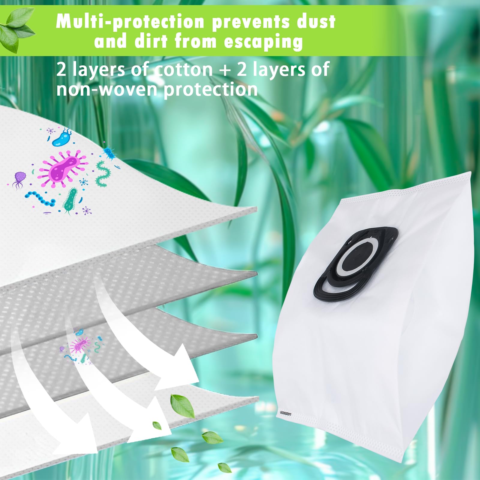 Set De 6 Saci Pentru Aspirator, Compatibili Cu Rowenta Hygiene+ ZR200520 ZR200720 ZR200920, Pentru Rowenta Compact Power, Silence Force 4A, Power XXL, X-Trem Power