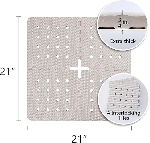 Miniatura 10 de BOWERBIRD Tapete de ducha antifatiga original, material de espuma extra grueso y suave, amortigua cómodamente tus pies, cuadrado, 4 azulejos