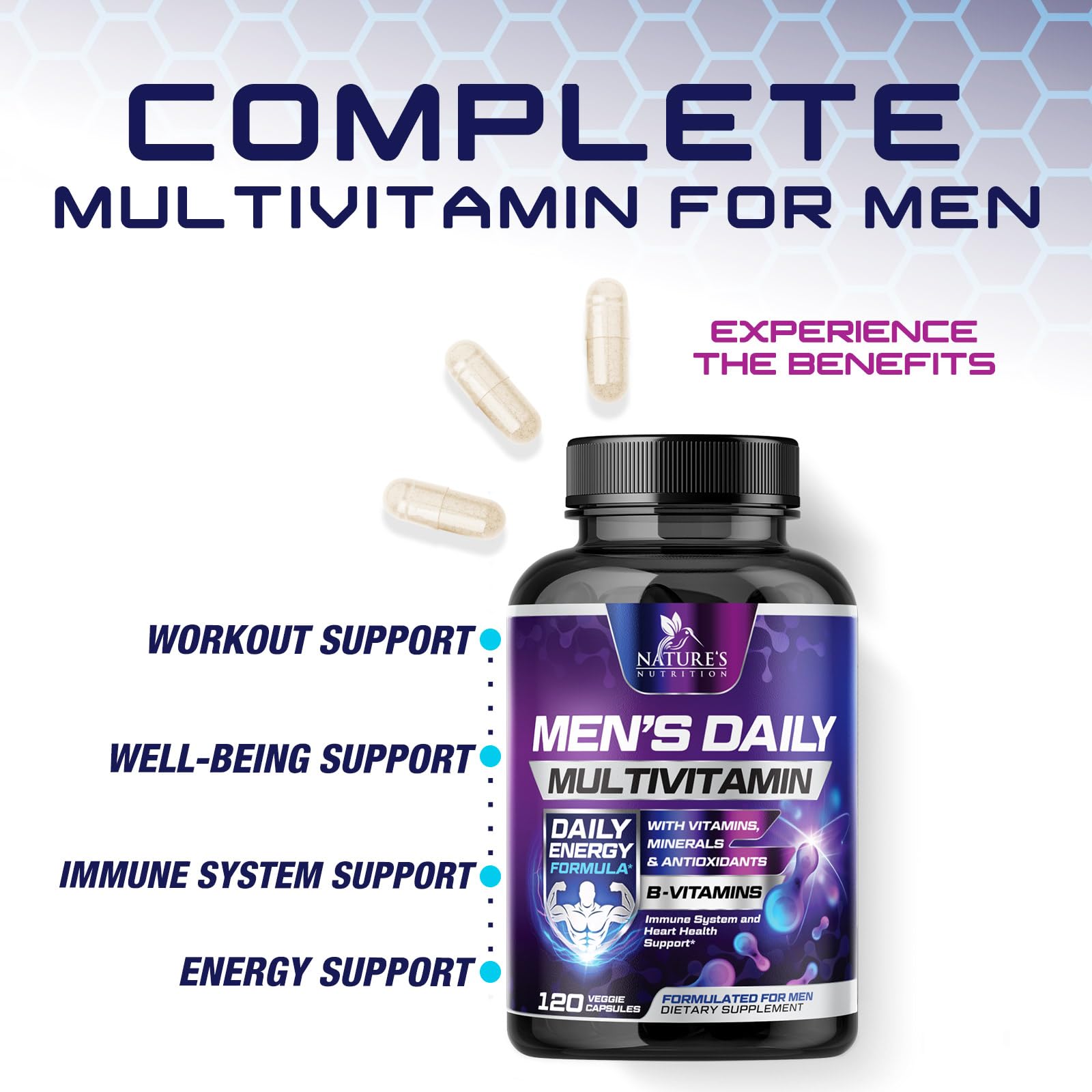 Multivitamin for Men - Once Daily Mens Multivitamins - Comprehensive Multi-Vitamin with Optimal Vitamin Bioavailability - Essential Vitamins A, C, D, E, & Zinc Formula - Bottled in USA - 60 Capsules — Amazon image 5