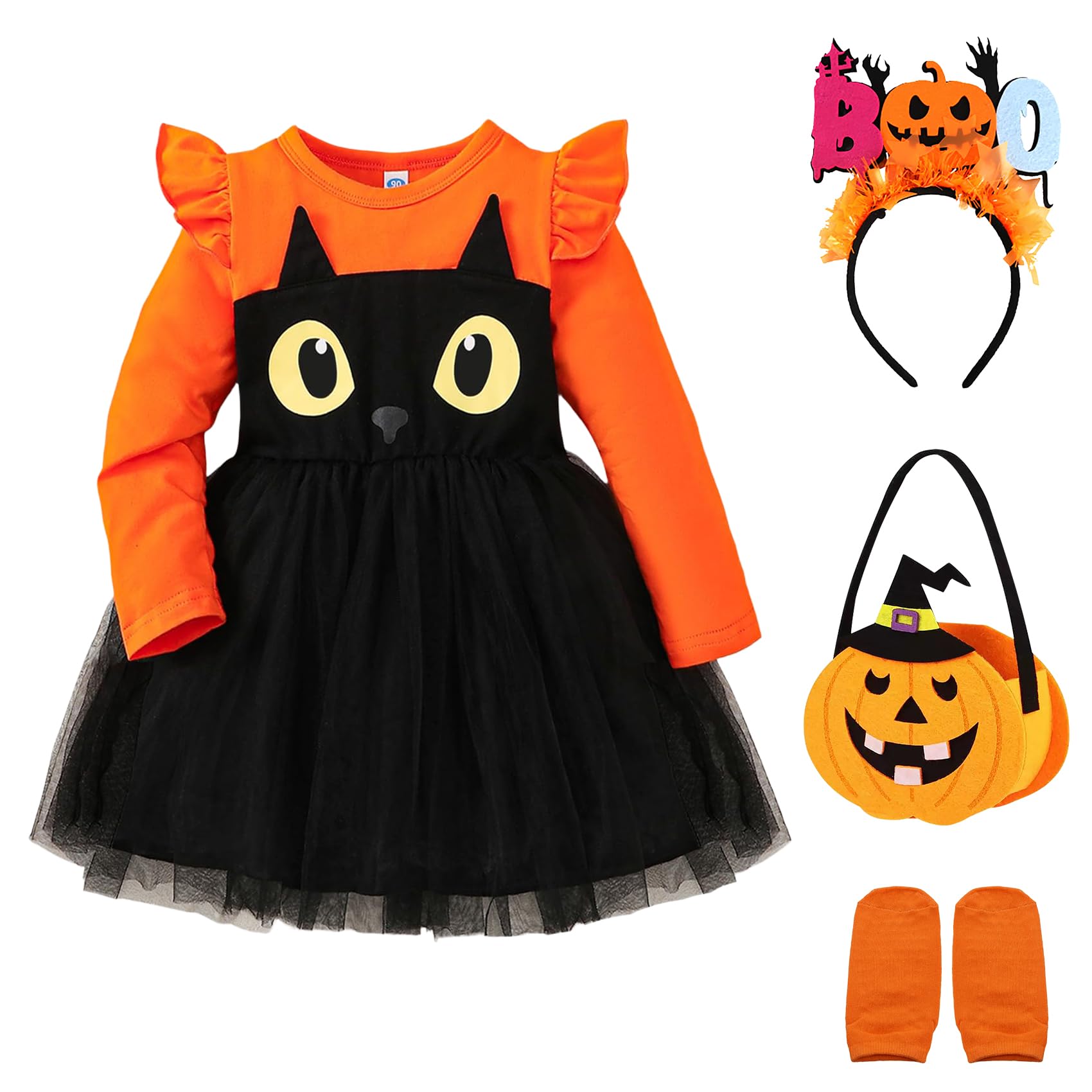 Halloween Kürbis Kostüm-Set – Mit Hut & Süßigkeitentasche, Vliesstoff, Für Erwachsene Bis 185 Cm