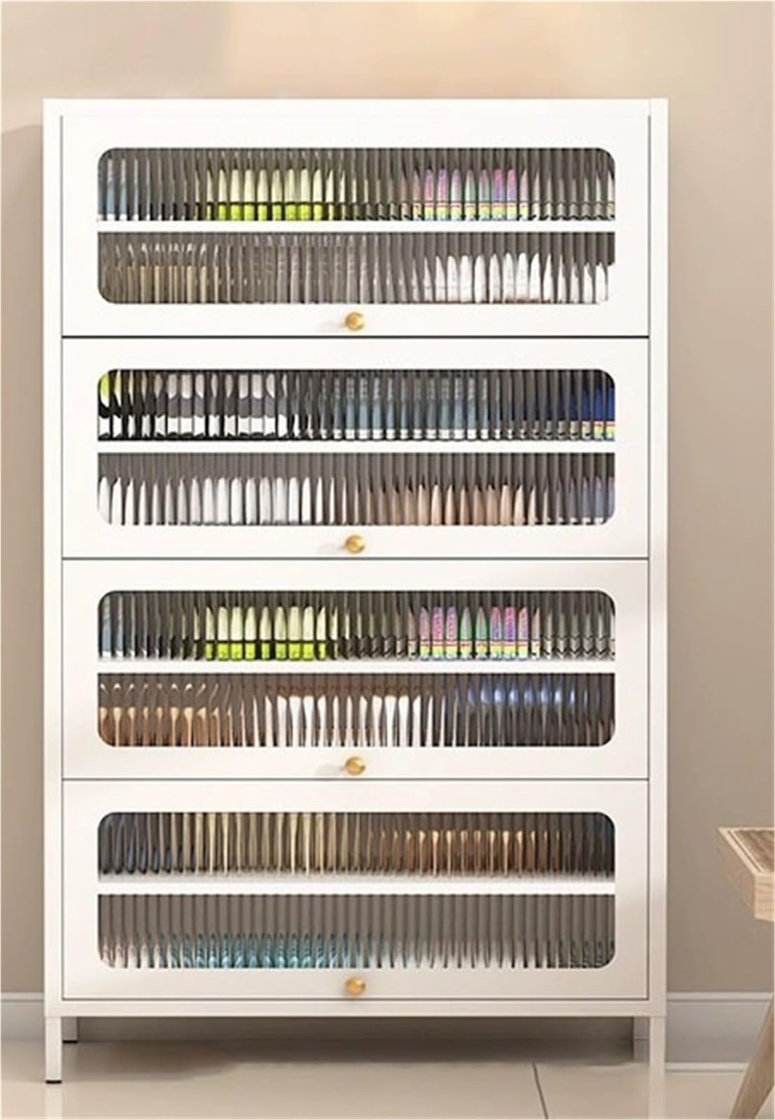 Meuble à chaussures à 4 niveaux avec rangement ouvert en acier pour entrée