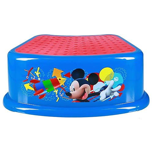 Disney Mickey Mouse Clubhouse Capers - Taburete de baño para niños que usan el inodoro y el fregadero, taburete para niños, entrenamiento para ir al