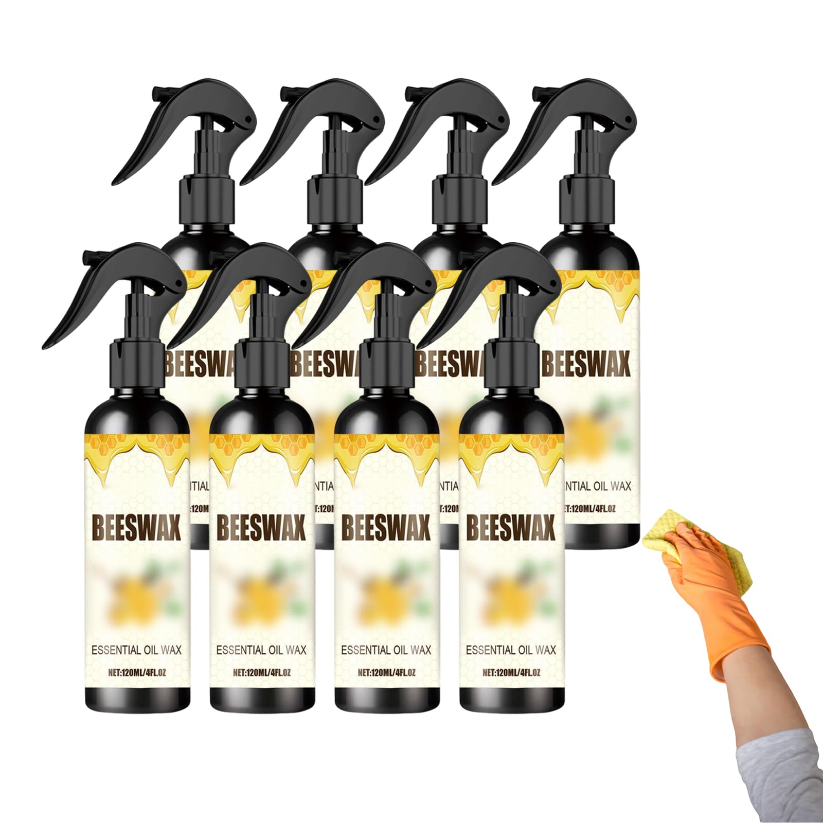 Spray para pulir muebles con cera de abejas - Spray para pulir madera con cera de abejas natural - Mist de cera con aceite esencial de cera pura, aerosol para pulir muebles con luz (8 botellas)
